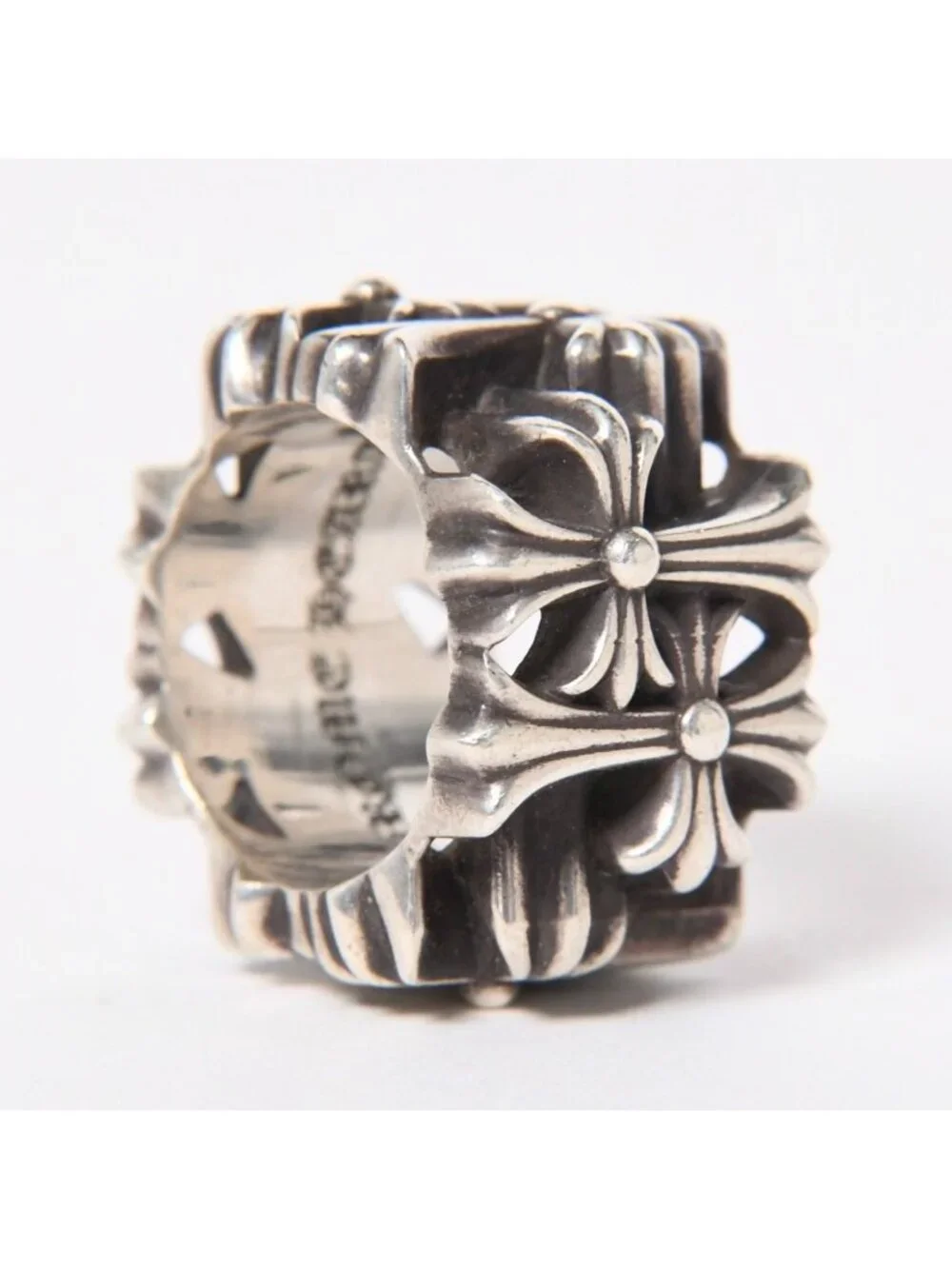 Chrome Hearts Cemetery Square Ring CH Cross 925 Sterling Silver